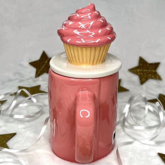 ❌SOLD❌ Rae Dunn HAPPY BIRTHDAY LL Coffee Tea Mug Cupcake Topper Lid Pink - Picture 6 of 17
